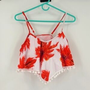 Size L Red and White Floral Bikini